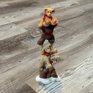 Kurt S Adler Stacked Teddy Bear Figurine Winter Holiday Valentines Decor